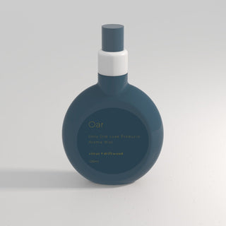 Blue bottle with white cap on a light gray background