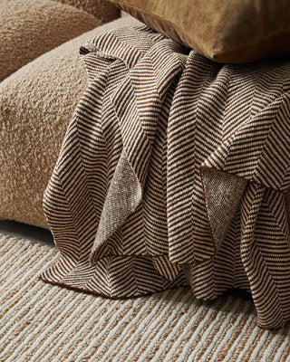Textured blanket draped over a textured surface