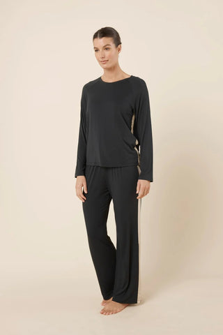 Anya Bamboo Sporty PJ Set Black