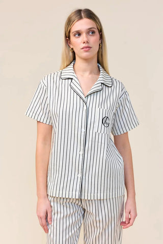 Lisa Stripe Long PJ Set - Ecru