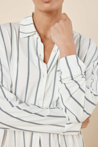 Harlow Bamboo Striped PJ Set Ivory