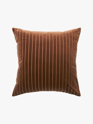 Brown striped pillow on a white background