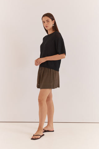 Noni Relaxed Knit Tee Black