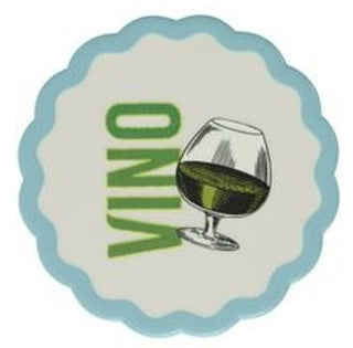 Sticker with a wine glass and 'Vino' text on a white background