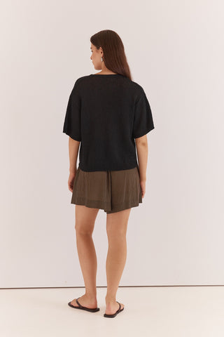 Noni Relaxed Knit Tee Black