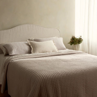 Sinclair Coffee Stripe Quilted Coverlet & Pillow Cases