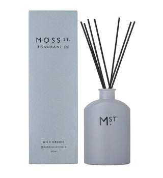 Moss St. Fragrances Wild Orchid diffuser with packaging on a white background