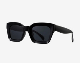 Black sunglasses on a white background