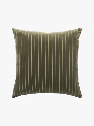 Green striped pillow on a white background