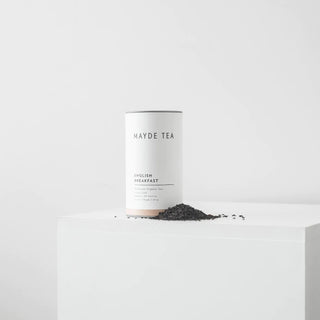 Mayde Tea English Breakfast tea canister on a white background