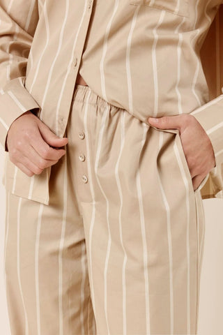 Chloe Cotton Striped PJ Set Biscuit