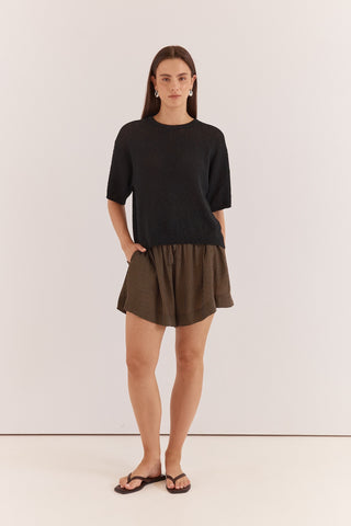 Noni Relaxed Knit Tee Black