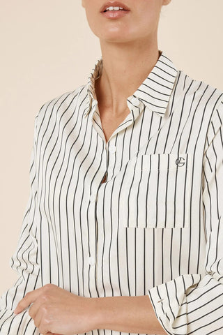 Lolita Striped Boyfriend Night Shirt - Ecru