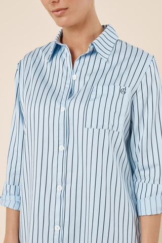 Lolita Striped Boyfriend Night Shirt - Blue