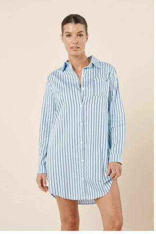 Lolita Striped Boyfriend Night Shirt - Blue