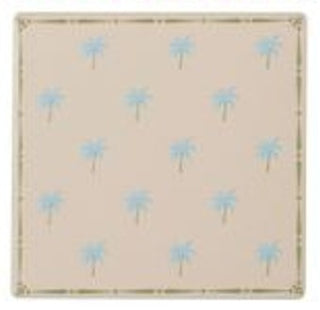 Beige fabric with blue floral pattern
